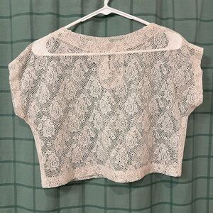 Lace see through blouse over shirt